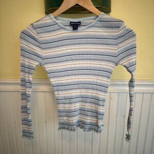Striped Ribbed Long Sleeve Top By Limited Too  M  100% Cotton